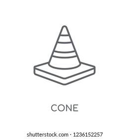 Cone linear icon. Modern outline Cone logo concept on white background from Construction collection. Suitable for use on web apps, mobile apps and print media.