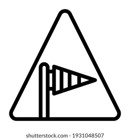 A cone mounted on a mast showcasing windsock inside cautio Sign, windbag caution outline icon