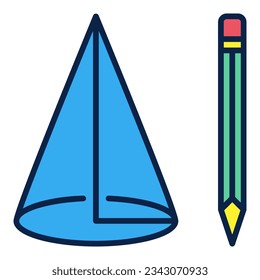 Cone with Pencil vector concept colored icon or sign