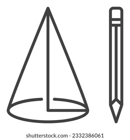 Cone with Pencil vector concept icon or symbol in outline style