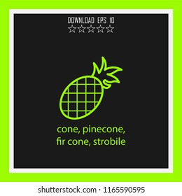 cone, pinecone, fir cone, strobile vector icon