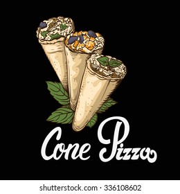 cone pizza
Vector illustration in EPS10 format, retro style, on the theme of food.