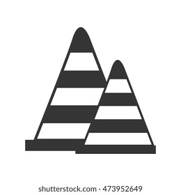 cone precaution road sign element security warning vector illustration