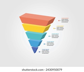 Kegelpyramiden-Trichter-Diagrammvorlage für Infografik zur Präsentation für 5 Elemente