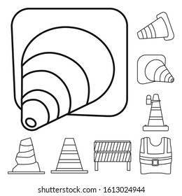 Cone for repair road vector outline icon set.Vector isolated illustration equipment for repair.Icon set cone of road.