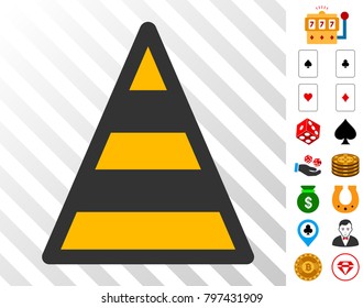 Cone Road Construction icon with bonus gamble icons. Vector illustration style is flat iconic symbols. Designed for gambling gui.