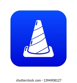 Cone road icon blue vector isolated on white background
