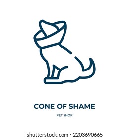 Cone Of Shame Icon. Linear Vector Illustration From Pet Shop Collection. Outline Cone Of Shame Icon Vector. Thin Line Symbol For Use On Web And Mobile Apps, Logo, Print Media.