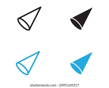 Cone shape 3D icon black and white vector outline sign