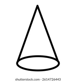 Cone shape 3D icon black and white vector sign