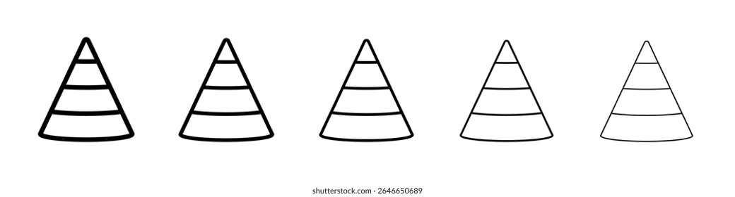 Cone shape 3D icon flat simple outline logo
