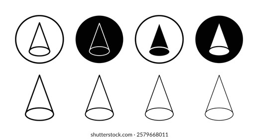 Cone shape 3D icon Outline thin set pack series