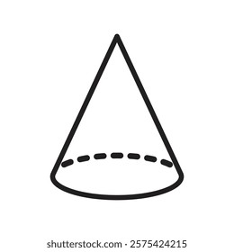 Cone shape 3D icon Simple thin outline