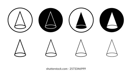 Cone shape 3D icon vector line logo mark or symbol set collection outline style
