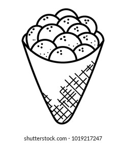 
A cone shape container full of traditional sweets, doodle icon

