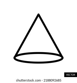 Cone shape vector icon in line style design for website design, app, UI, isolated on white background. Editable stroke. EPS 10 vector illustration.
