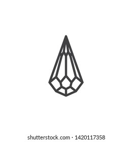 Cone shaped diamond line icon. Crystal stone linear style sign for mobile concept and web design. Brilliant, gemstone outline vector icon. Symbol, logo illustration. Vector graphics