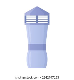 El cono dio forma a la reja en la parte superior de la tubería. Ilustración vectorial del tubo de ventilación. Conducto de dibujos animados para aire acondicionado, refrigeración y limpieza aislados en blanco. Concepto de ventilación