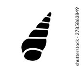 Cone Shell Silhouette Icon Illustration Containing marine seashell shape, ocean mollusk, and beach element