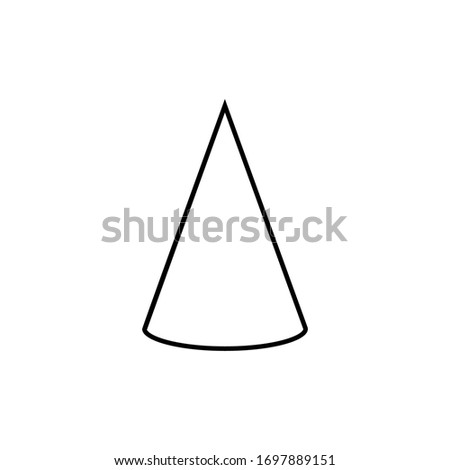 Cone sign. Simple geometric shapes for kids sign.