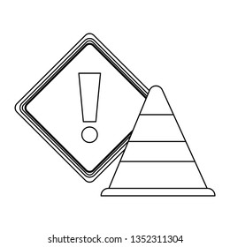 cone with signaling alert isolated icon