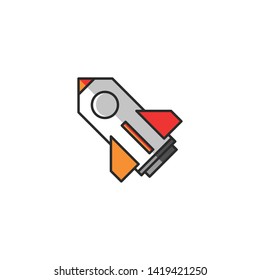 cone spaceship logo. colored line art