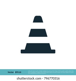 Cone Street Construction Sign Vector Icon Logo Template Illustration Design. Vector EPS 10.