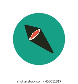 Cone sushi roll with caviar. Vector illustration