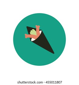 Cone sushi roll with shrimps. Vector illustration