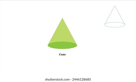 A cone is a three-dimensional geometric shape that tapers smoothly from a flat base (frequently, though not necessarily, circular) to a point called the apex or vertex.