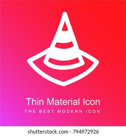 Cone for traffic hand drawn tool red and pink gradient material white icon minimal design