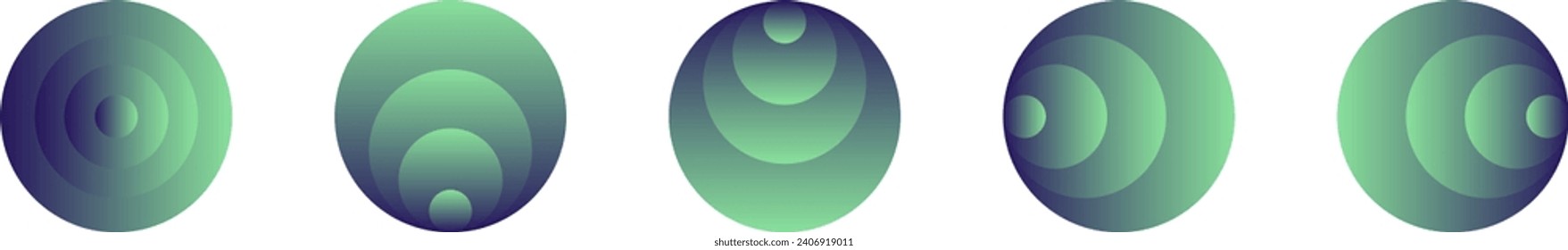 Cone type round buttons set in green blue color with difference directions. 