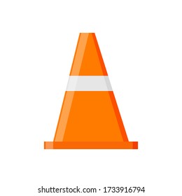 Cone vector illustration road flat design. Construction traffic icon.