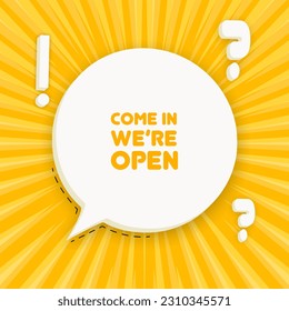 Cone in were open banner. Speech bubble with Cone in were open text. Business concept. 3d illustration. Pop art style. Vector line icon for Business and Advertising.