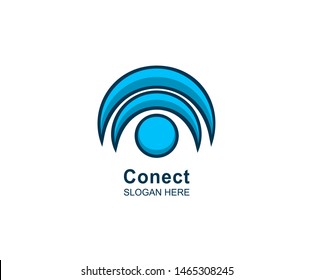 Conect logo design vector illustration template, wifi logo flat logo design