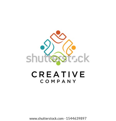 Conection People Logo Images Design Vector,Letter C  circle,  logo design inspiration