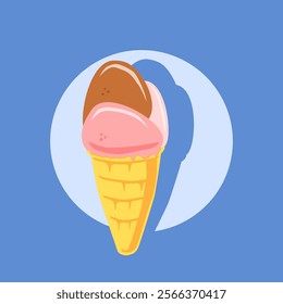 Coned Ice Cream Chocolate Strawberry Vanilla