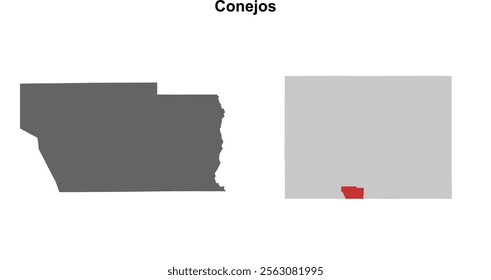 Conejos County (Colorado) blank outline map set