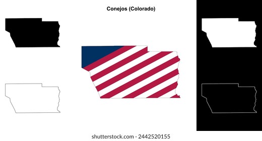 Conejos county (Colorado) outline map set