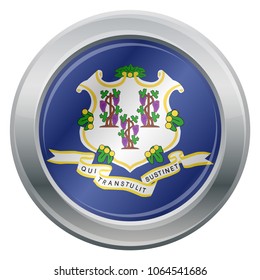 A Conencticut state flag silver icon isolated on a white background