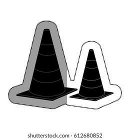 cones caution sign icon