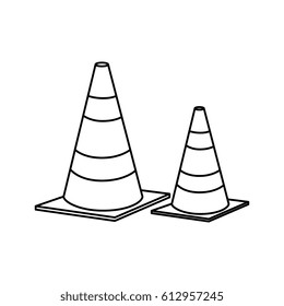 cones caution sign icon