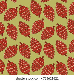Cones christmas colorful doodle seamless vector pattern