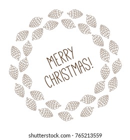 Cones christmas doodle round frame border