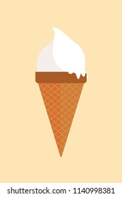 Cones ice cream. Vector illustration on beige background
