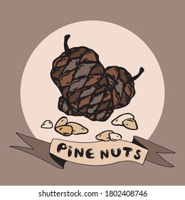 Huesos y nueces. Ilustración vectorial para banners, tarjetas, invitaciones, navidades, año nuevo, empaque.