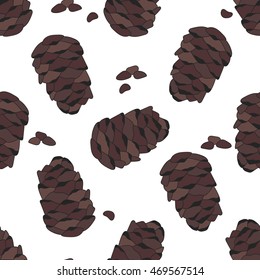 Cones on white background vector. Hand drawn seamless pattern. Sketch illustration