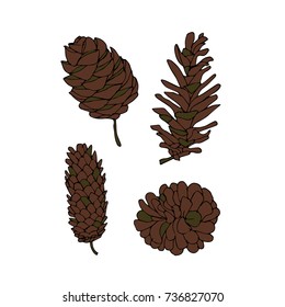 Cones vector illustration. Doodle style. Design, print, logo, symbol, decor, textile, paper.