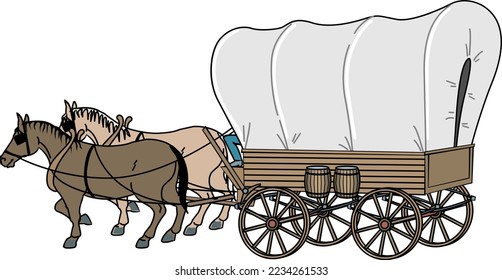 Conestoga Covered Wagon Vector Illustration svg