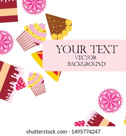 Confection vector set. Cakes and cookies illustration
